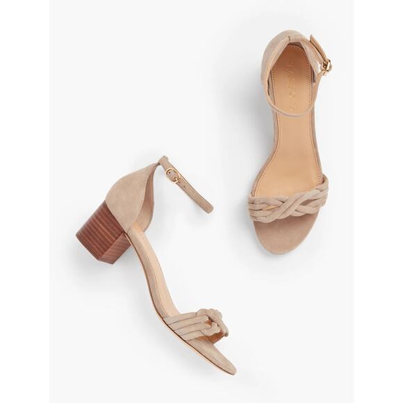Talbots Mimi Suede Ankle Strap Sandals tan 9.5 - Picture 1 of 7